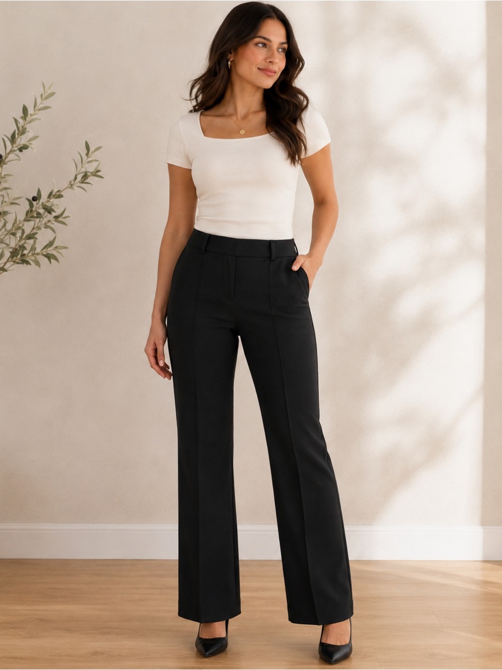 Cato Curvy Fit Black Dress Pants Size 6 Stretch Flare Leg NWT